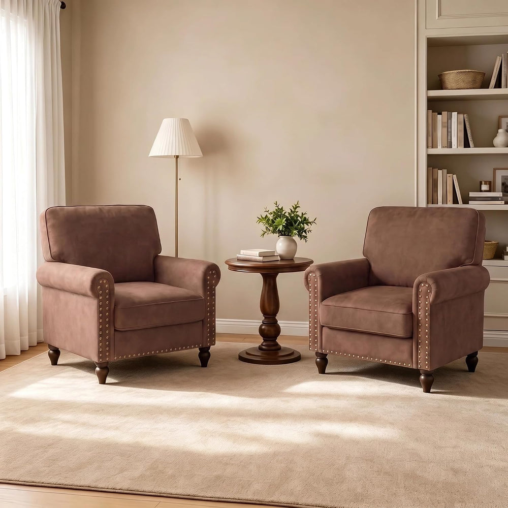 Oversized Accent Chair for Living Room, Mid Century Accent Chairs,Brown