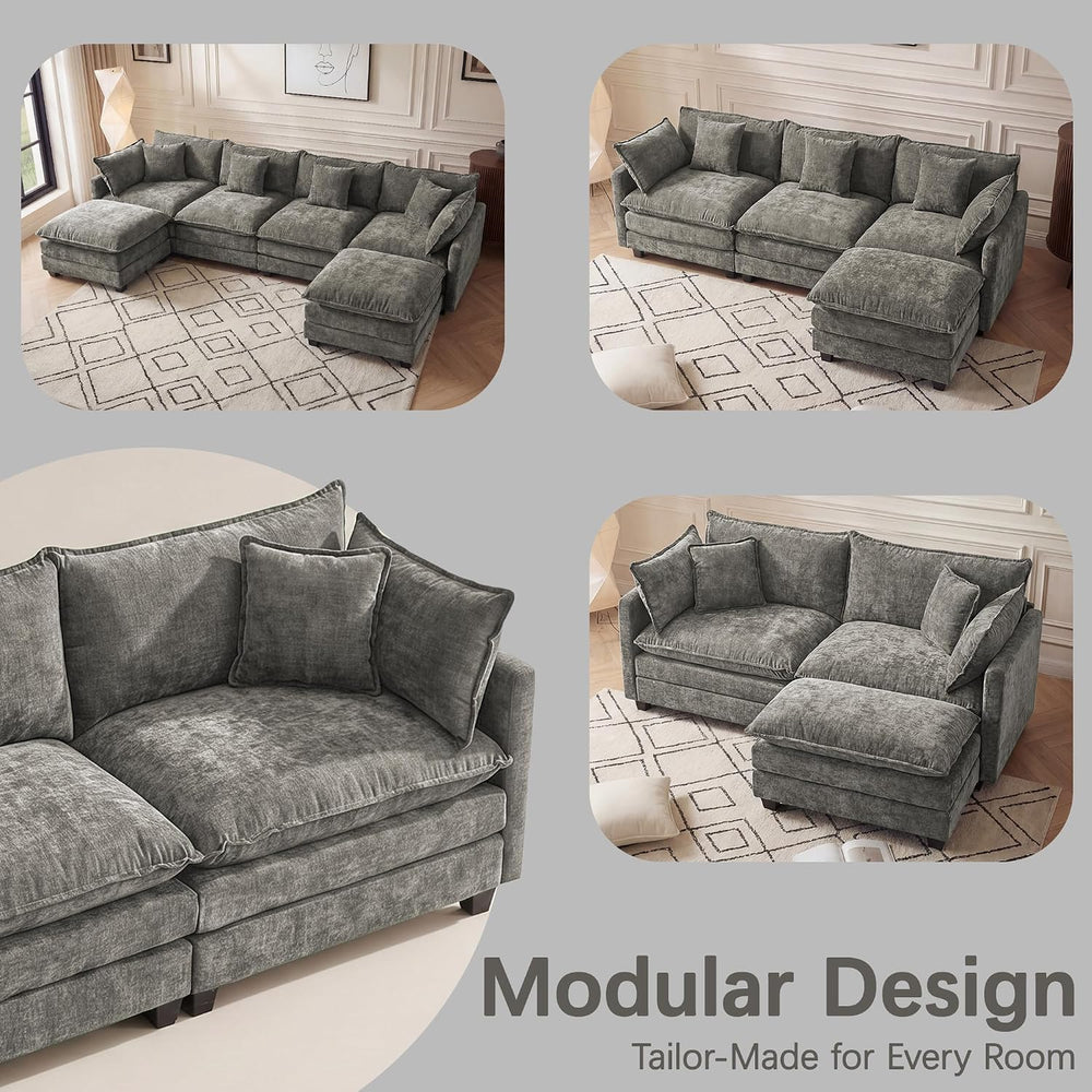 Modular Sectional Sofa 102" Oversized Cloud Couch with Ottoman