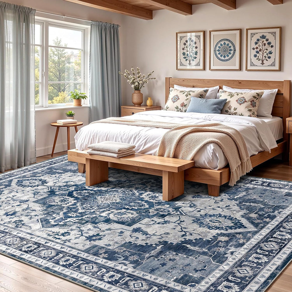 8x10 Area Rugs Living Room Rug: Soft Vintage Washable Rug