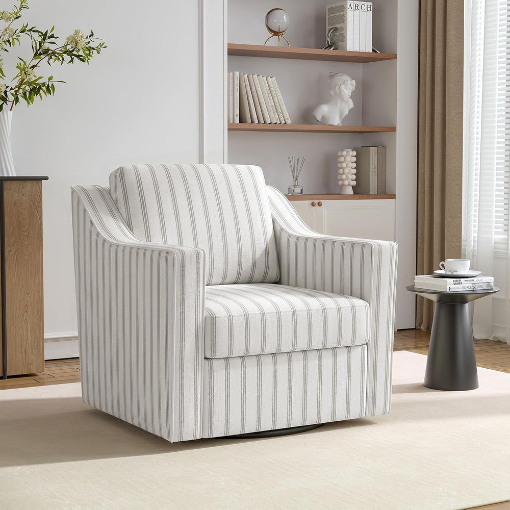Swivel Accent Chair, 360° Swivel Armchairs, Pinstripe Gray