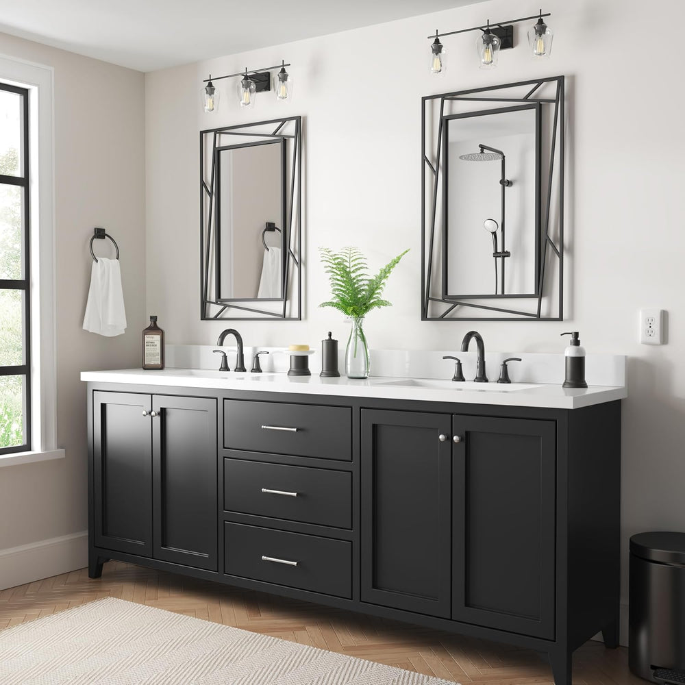 Rectangular Wall Mirror, 28''X20'' Matte Black Metal Framed F...