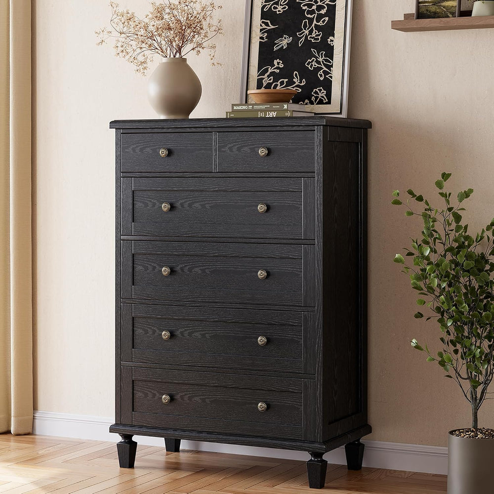 Garvee 47" Tall Dresser for Bedroom, Vintage 6 Drawer Dresser with Carve...