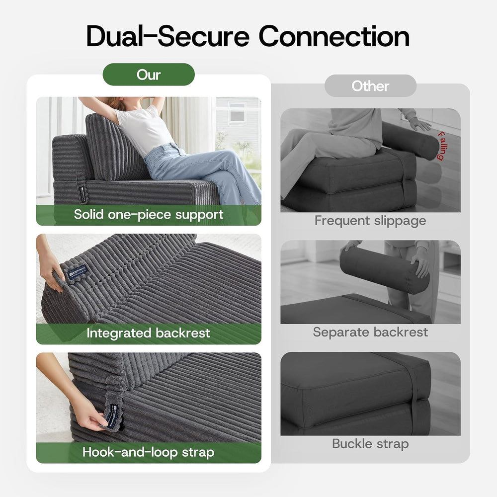 Folding Sofa Bed Convertible 4 in 1 Sleeper Chair Gray Single