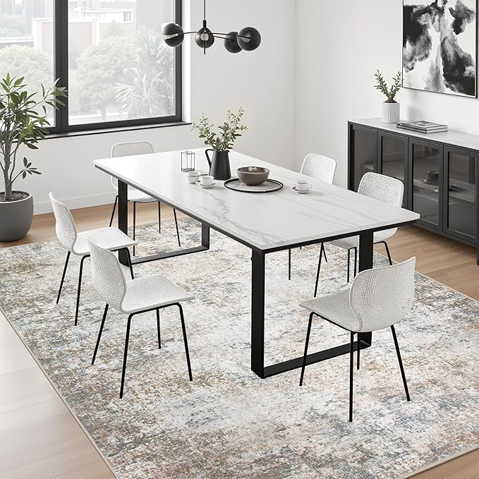 8x10 Area Rug Living Room Rug: Washable Modern Abstract Soft Thin Rug Indoor - Image 5