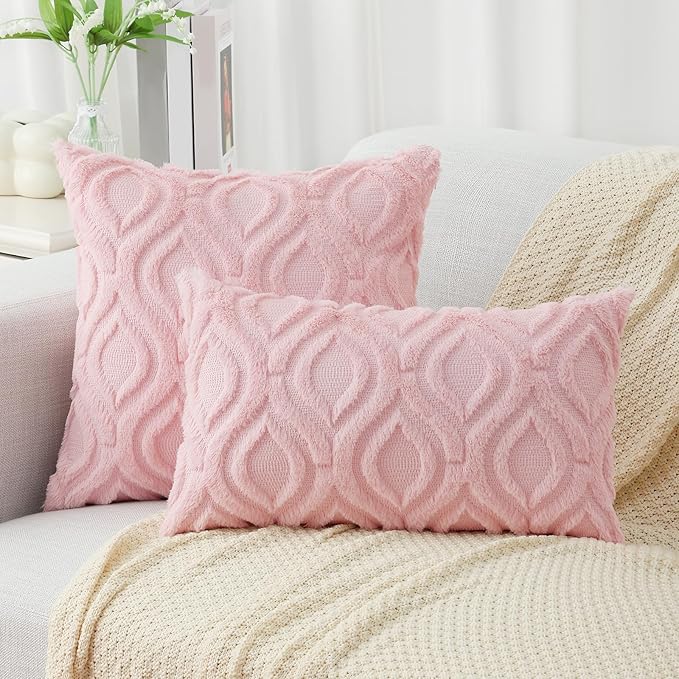 decorUhome Summer Throw Pillow Covers 16x16 Inch Set of 2, Soft Plush Faux Wool - Image 7