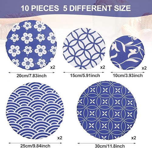 10Pcs Reusable Bowl Covers In 5 Size, Stretch Cloth Fabric Dish Cover Kitchen - Image 2