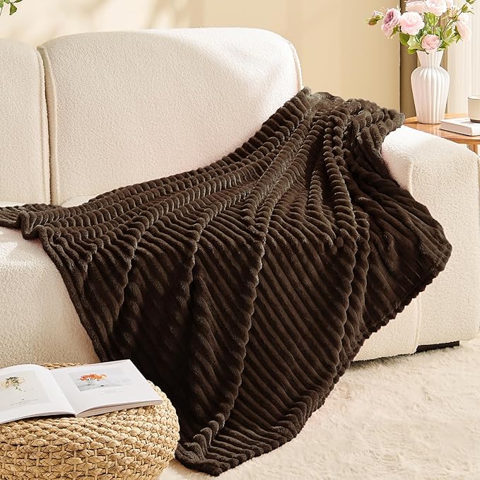 BEDELITE Fleece Blanket Twin Size – 3D Ribbed Jacquard Soft and Warm Decorative - Image 8