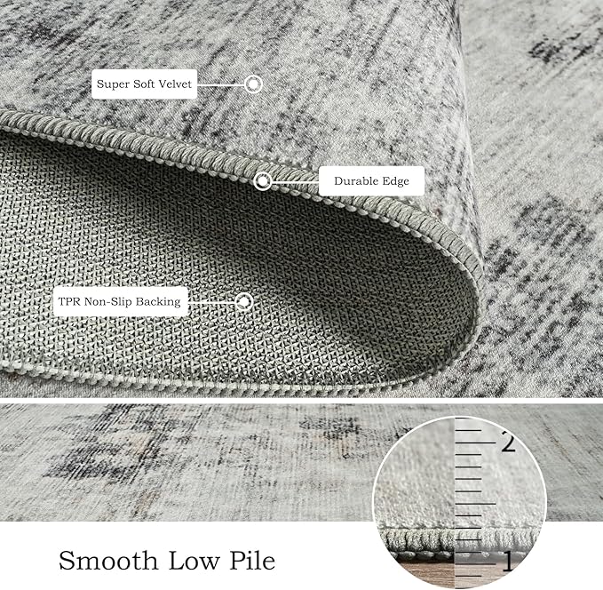 Toneed Abstract Area Rug Modern Washable Rug Soft Non Slip Rug Low Pile - Image 6