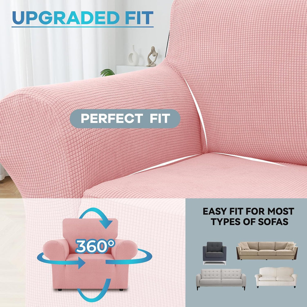 LURKA Stretch Chair Cover for Sofa, 1 Piece Armchair Slipcover, Pink