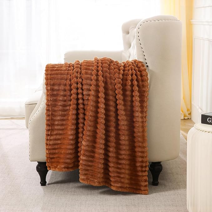 Burnt Orange Fleece Throw Blanket 50”×70” - Image 5