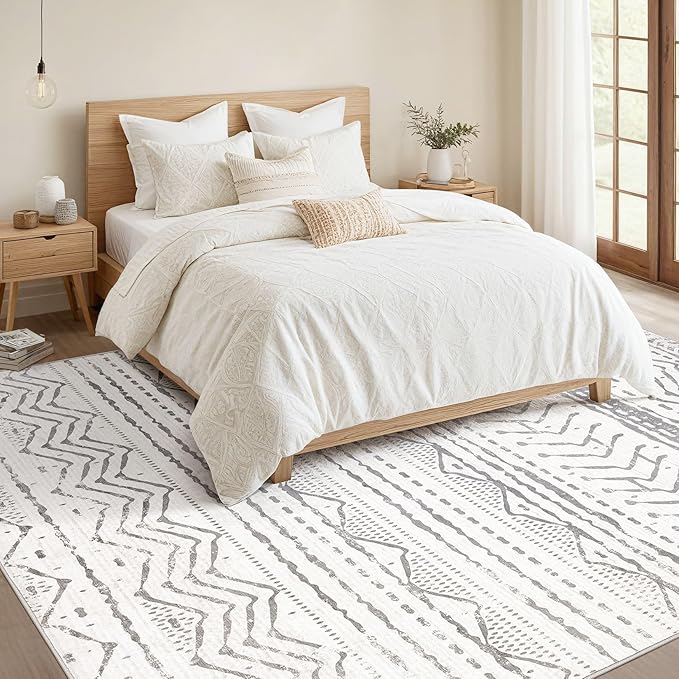 Nakagishi Area Rugs 8x10 Living Room: Washable Boho Large Neutral Soft - Image 5