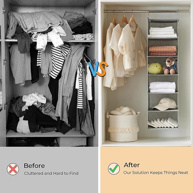 MAX Houser 6 Tier Shelf Hanging Closet Organizer, Closet Hanging Shelf - Image 8