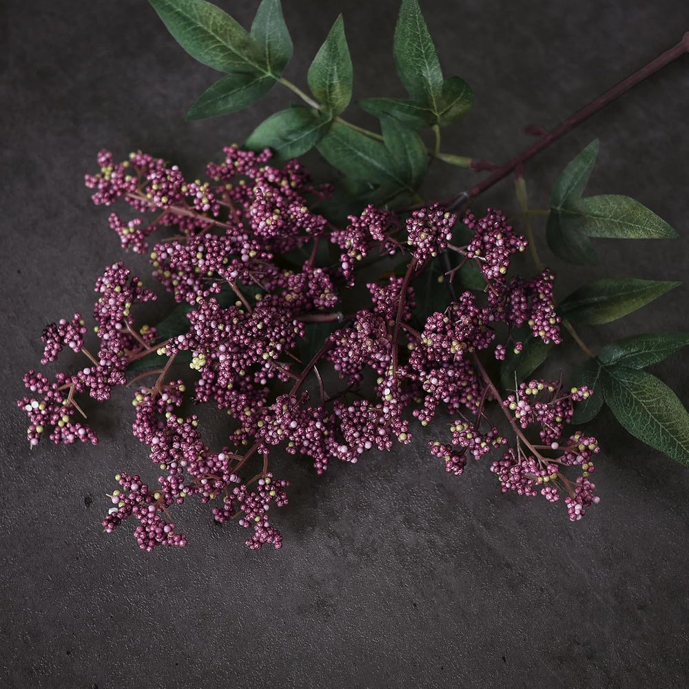 6Pcs 17"Lifelike Artificial Nandina Berry Stems for Vase Decor(Dusty Plum)