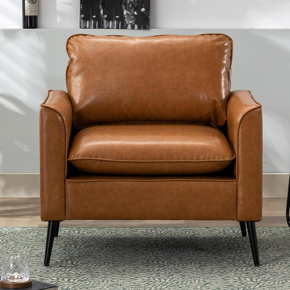 Okeysen Modern Leather Chair Set of 2, Oversized Armchair for Living Room, Mi...