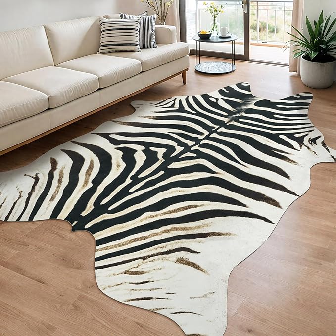 AROGAN Western Faux Fur Zebra Rug, 8 x 10 Feet Premium Animal Skin Print Rug - Image 9