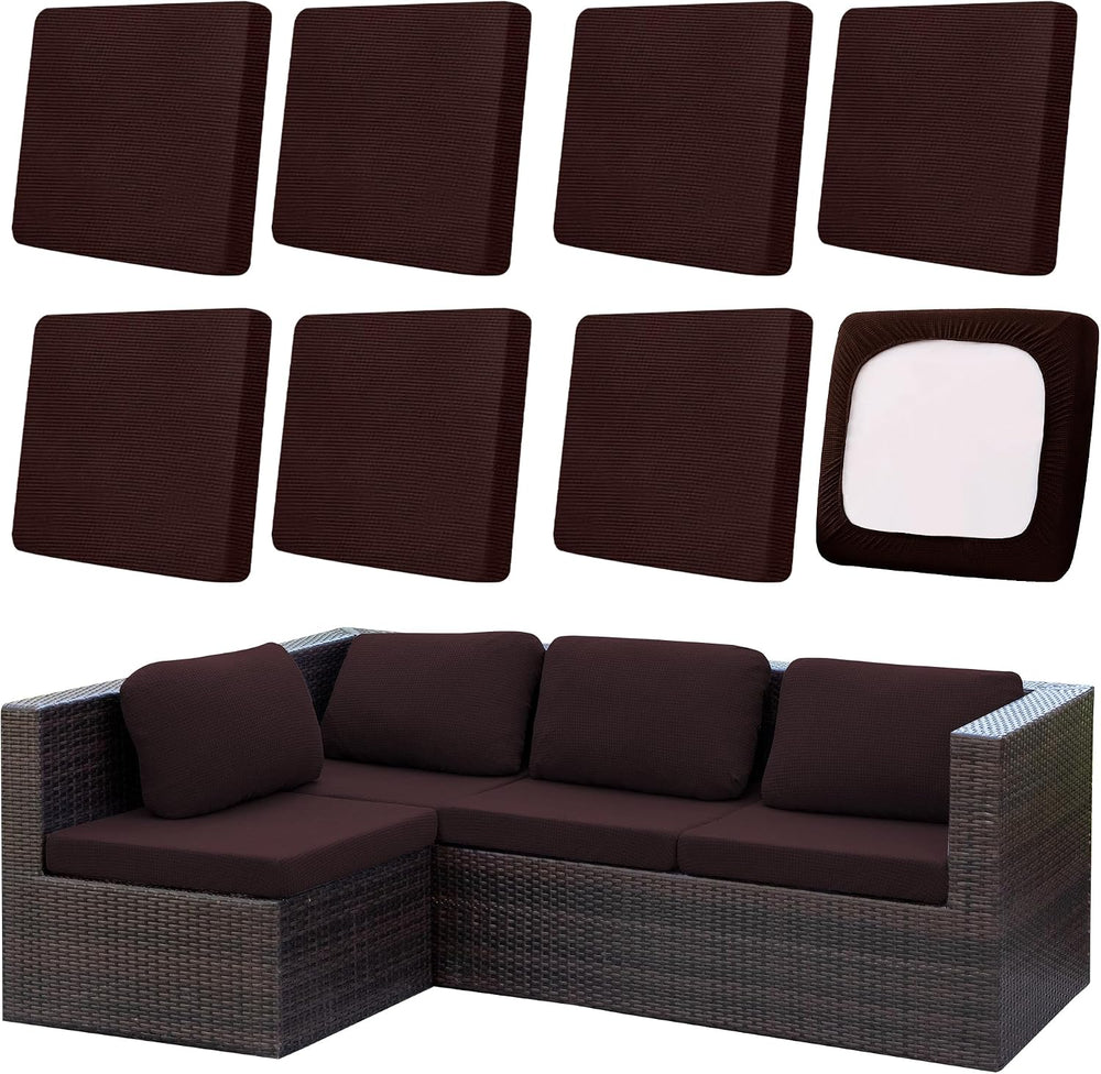 8Pcs Outdoor Cushion Covers, Patio Cushion Covers, Stretch Elastic Slipcovers