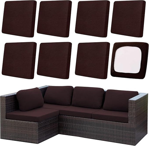 8Pcs Outdoor Cushion Covers, Patio Cushion Covers, Stretch Elastic Slipcovers by dreahoteztil