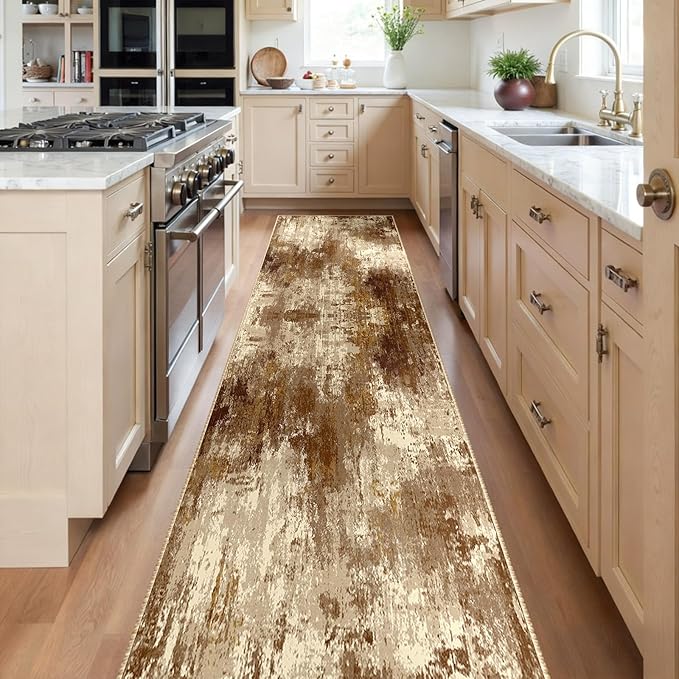 Washable Area Rugs 2'x10' Non-Slip Modern Abstract Soft - Image 2