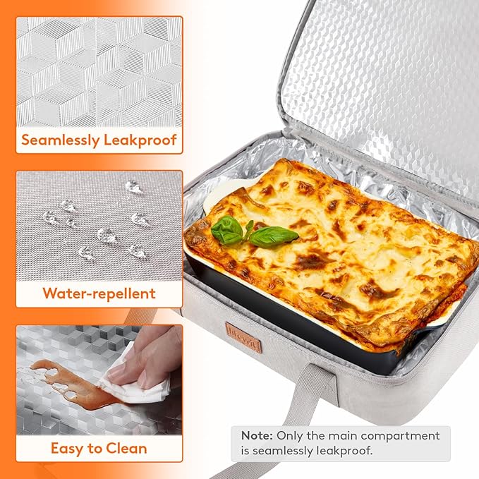 Lifewit Insulated Double Decker Casserole Carrier, Expandable Lasagna Lugger - Image 5