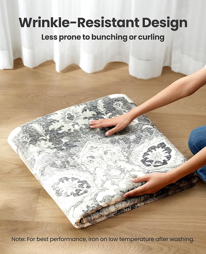 AMADA HOMEFURNISHING 9x12 Area Rugs, Low-Profile Large Washable Area Rug - Image 7