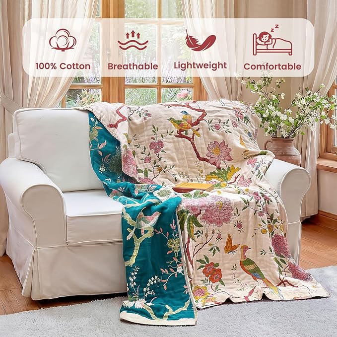MSGKV The Boho Layer: 50"x60" Cotton Throw Blanket – Lightweight & Reversible - Image 2