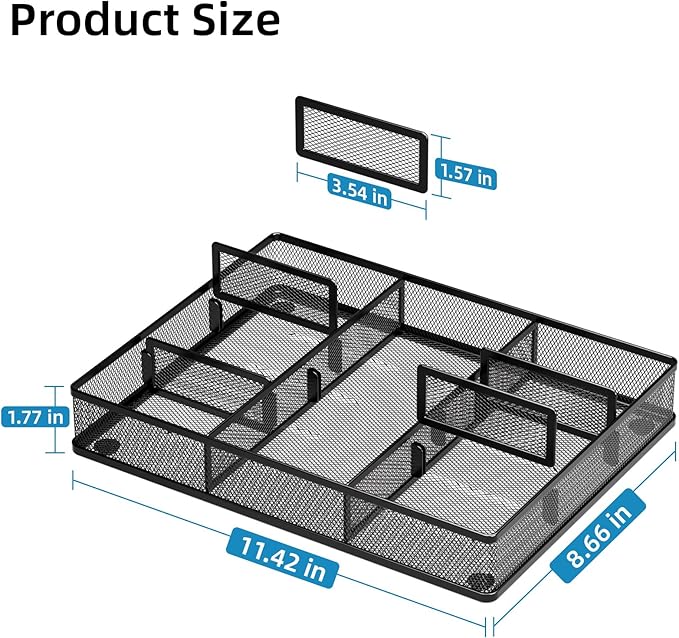 Marbrasse Desk Drawer Organizer, Metal Mesh Drawer Organizer Tray - Image 2