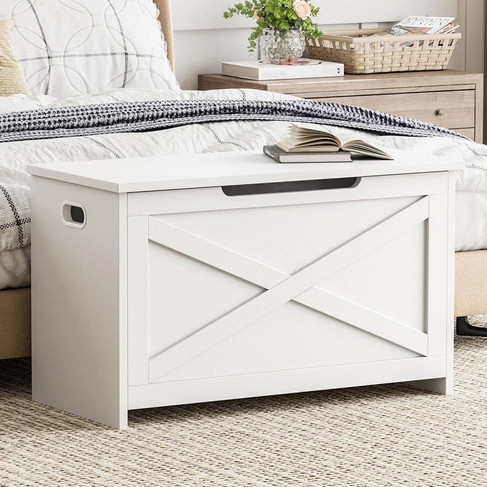 GarveeHome 30 in Storage Chest, Wooden Storage Bench with Safety Hinge, Easy ...