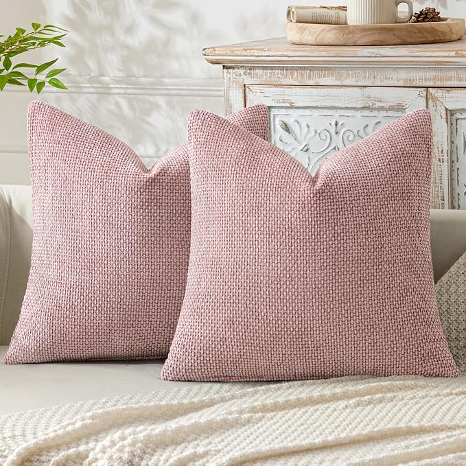 MIULEE Pack of 2 Couch Throw Pillow Covers 20x20 Inch Aesthetic Pink Modern by MIULEE