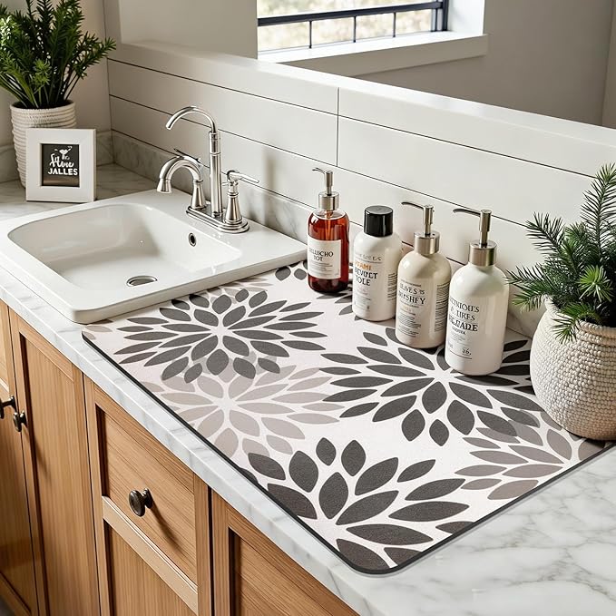 Findosom Floral Dish Drying Mat, Cuttable Drying Mat - Image 5