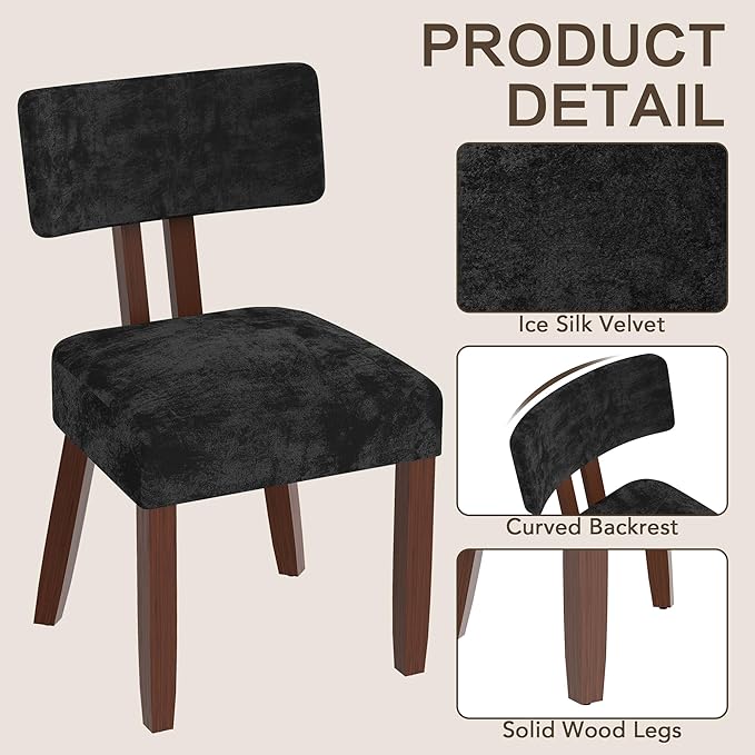 GOTMINSI Mid Century Modern Dining Chairs,Velvet Farmhouse Upholstered Kitche...