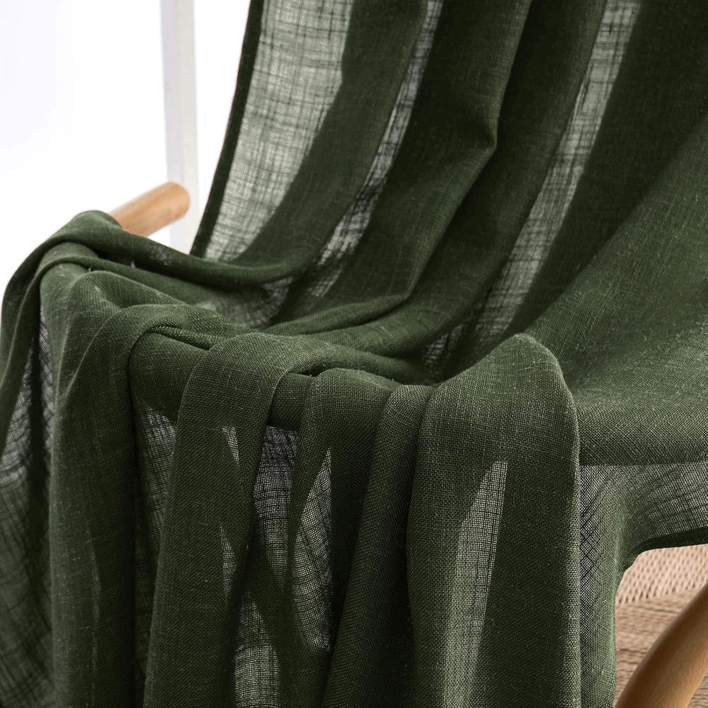 MIULEE Olive Green Linen Curtains 52x84 Inch Length for Bedroom Living Room