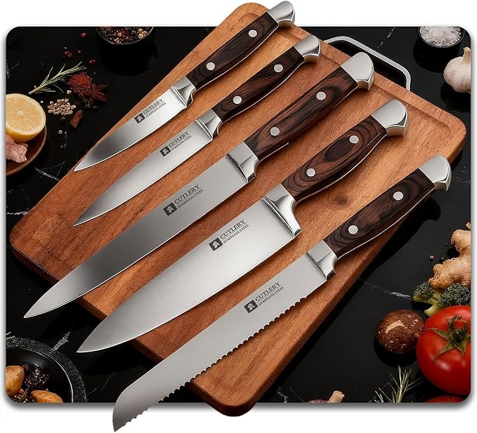 Knife Set with Block, Magnetic Knife Block Set with Knives