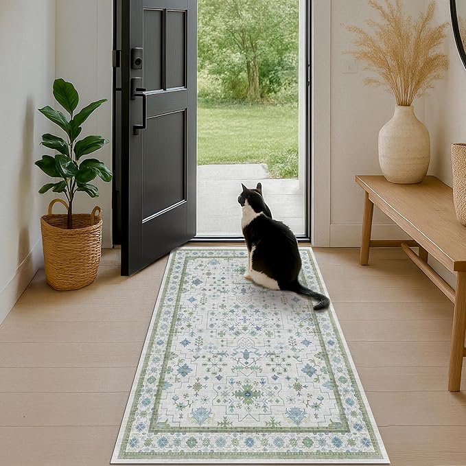 Blue and Green Washable Rugs 3x4 - Image 3