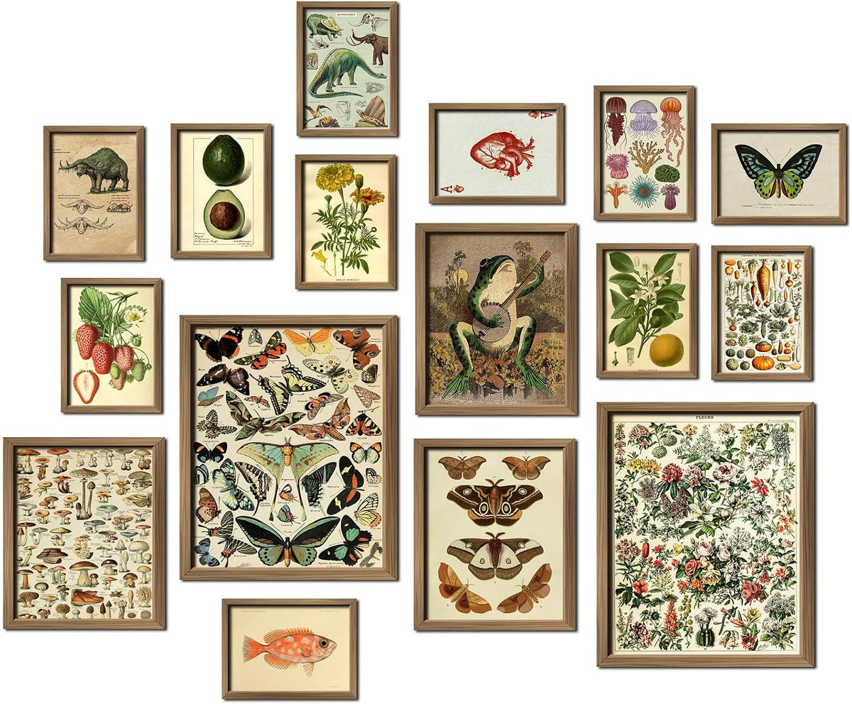 framed vintage wall art decor, botanical cottagecore wall, main product view