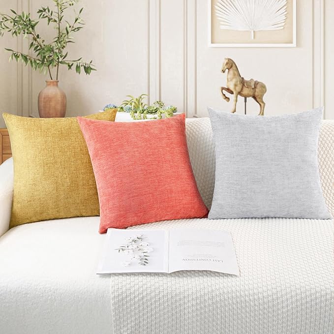 CaliTime Throw Pillow Covers Decorative 18 X 18 Inches Pack of 4 Cozy Chenille - Image 5