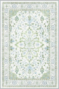 Area Rugs Round 8ft Washable Non-Slip, Floral Vintage Distress Print Pattern by RELEANY