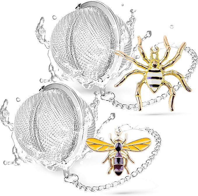 Tea Infuser 2 pcs TeaSanavie Tea Strainer Handmade Honey Bee & Spider Loose by TeaSanavie