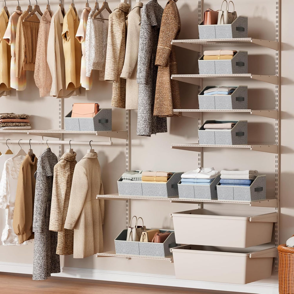 Closet Organizers Bins 6 Packs - Large Closet Shelf Organizer with Handles, F...