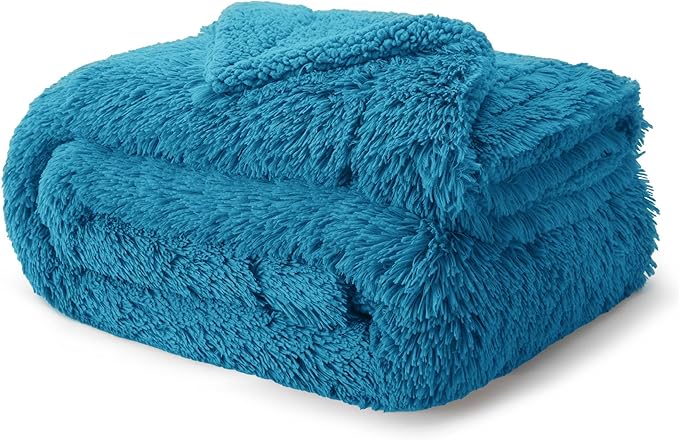 Bedsure GentleSoft Fluffy Bright Blue King Size Blanket - Image 9