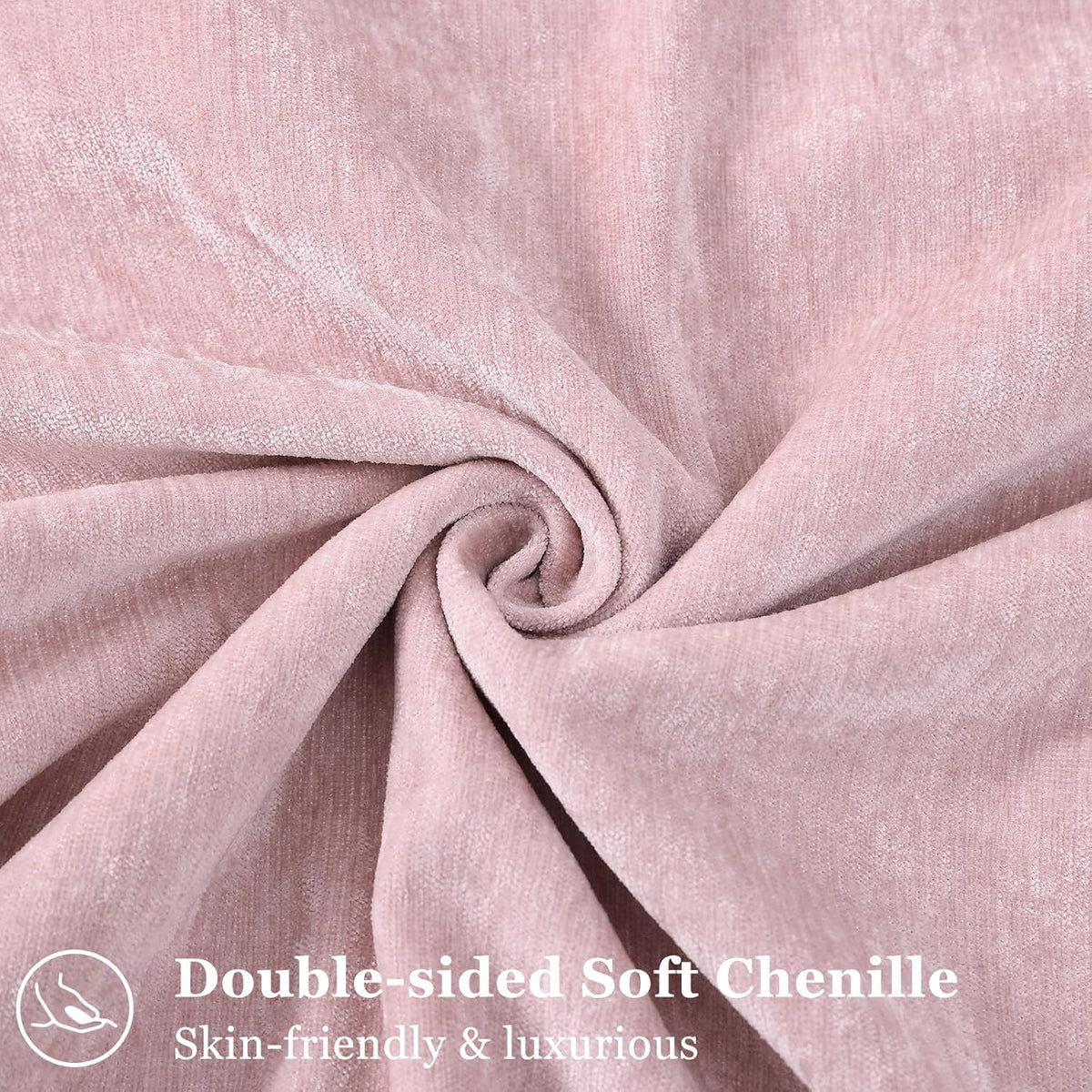 decoruhome chenille blush pink velvet throw pillow covers shown in use