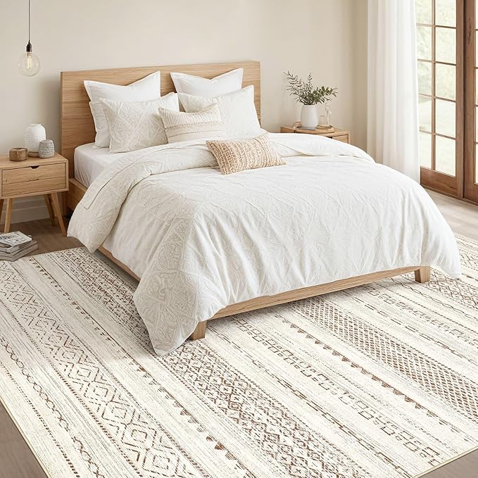 Nakagishi 10x14 Area Rugs Living Room: Washable Boho Large Neutral Modern Soft - Image 5