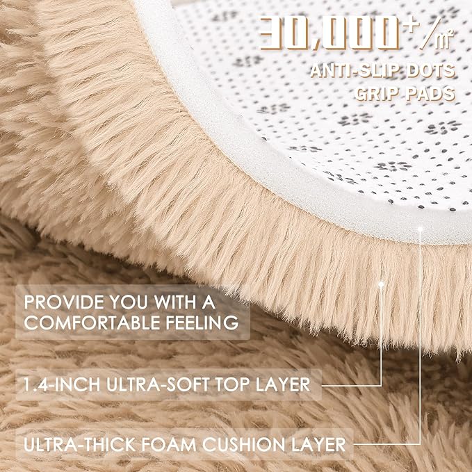 OLANLY Beige Round Rugs for Bedroom - Image 7