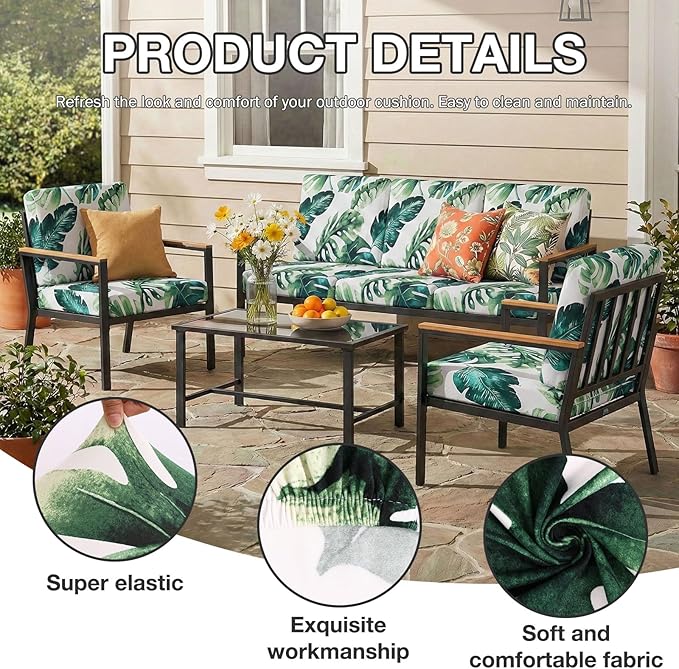 hyha 14Pcs Patio Cushion Covers, Stretch Outdoor Couch Cushion Covers, Washable - Image 3