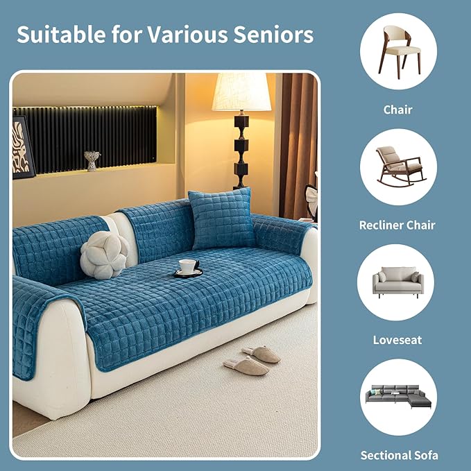 Velvet Couch Cover, Plush Sectional Sofa Cover Washable, Anti Slip Sofa - Image 4