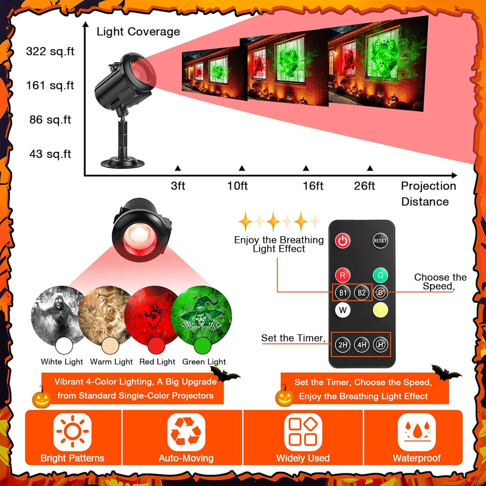 12 in 1 Halloween Decorations Outdoor 3D Dynamic Projector Light