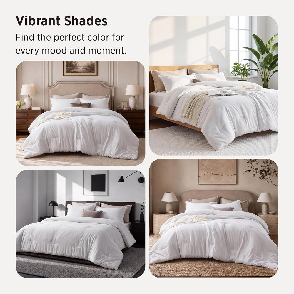 Bedsure Gray White Super King Comforter Set, Cationic Dyed Bed Set 3 Pcs