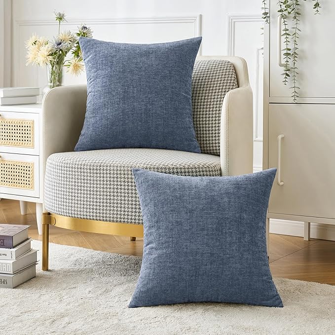 MIULEE Pack of 2 Couch Throw Pillow Covers 16x16 Inch Soft Dark Grey Blue - Image 5