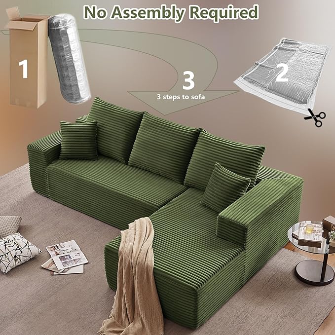 107" Cloud Sectional Couch with L-Shape Chaise, Modern Modular Comfy Sof...