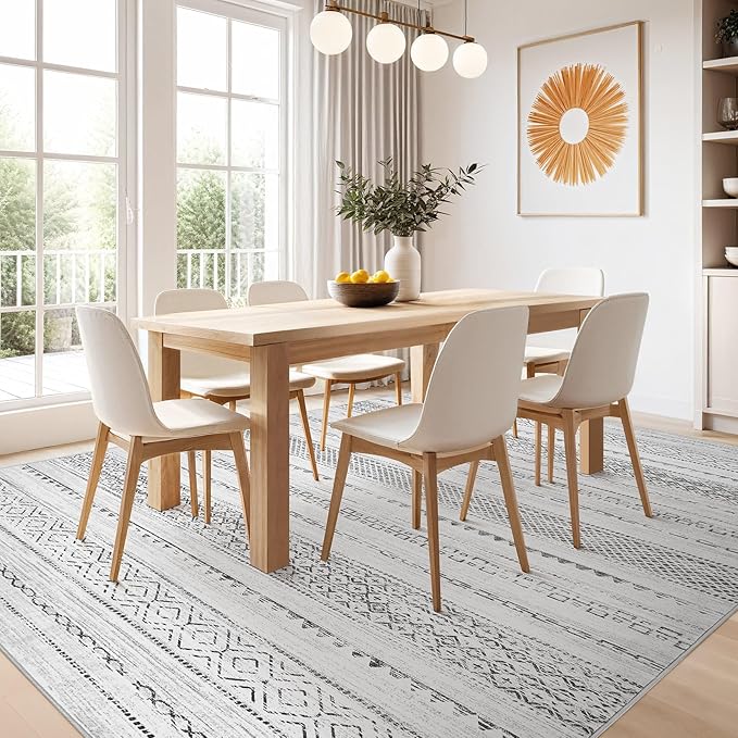 Nakagishi 7x9 Area Rug Living Room: Washable Boho Large Neutral Modern Soft - Image 7