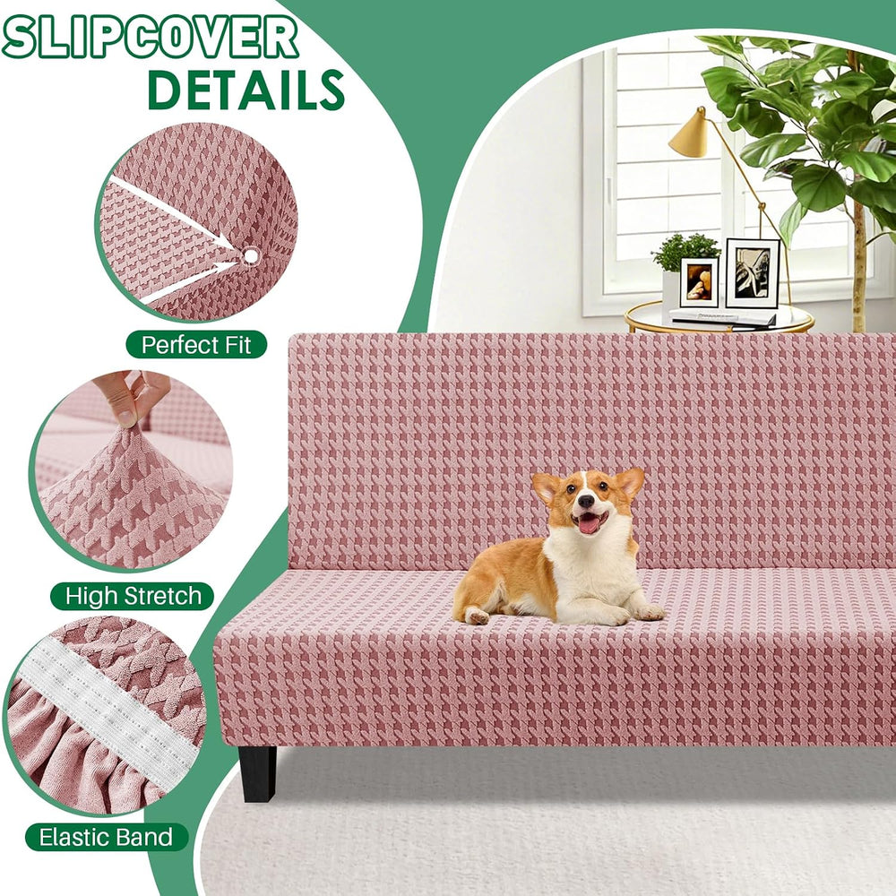 MAXIJIN Stretch Armless Futon Cover (67"-82") Jacquard Futon Couch ...